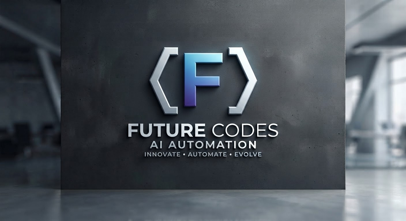 Future Codes logo on a concrete office wall